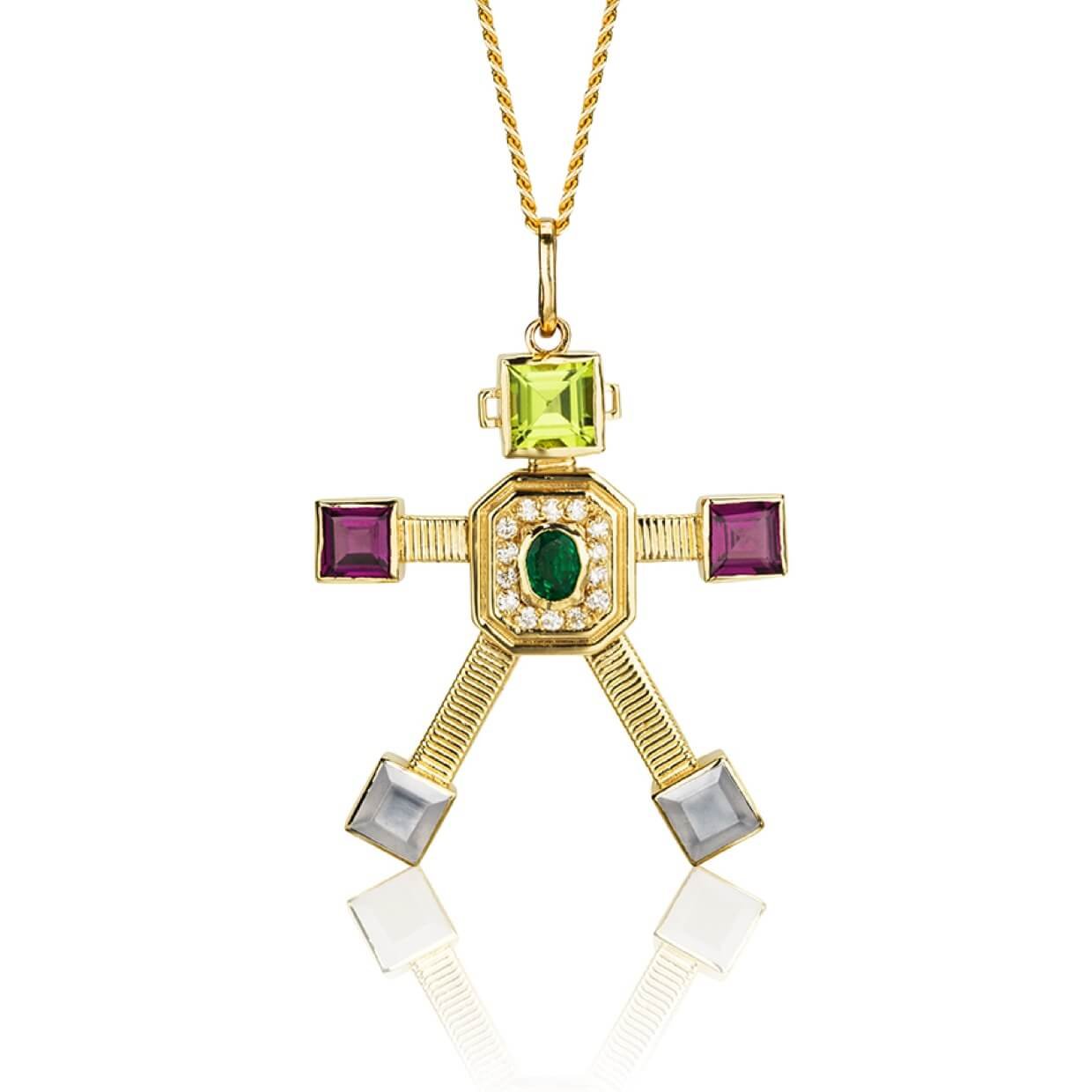 Smeraldo Van Robot Maxi Pendant Diamond Multi Precious Stones