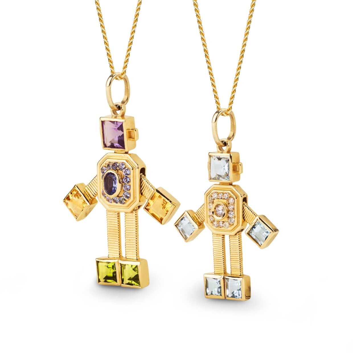 Piccolo Van Robot Midi Pendant Diamond Aquamarine