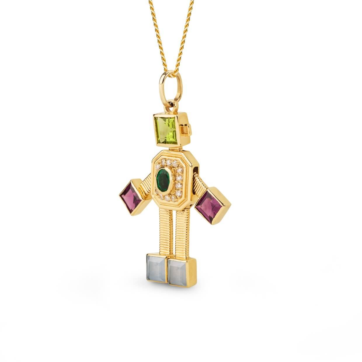 Smeraldo Van Robot Maxi Pendant Diamond Multi Precious Stones