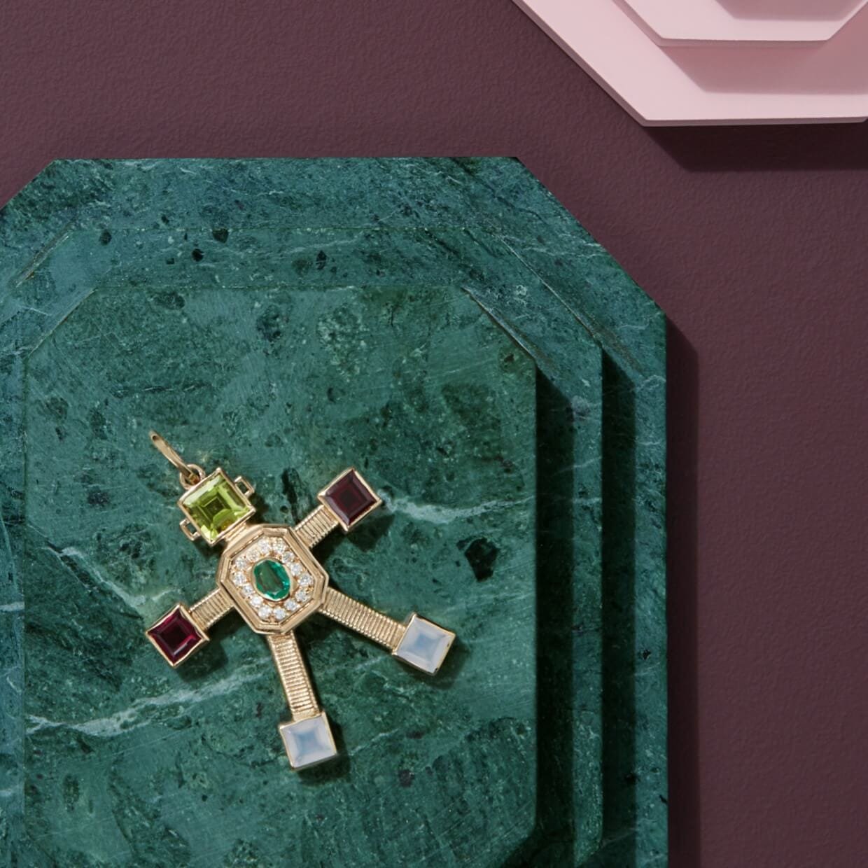 Smeraldo Van Robot Maxi Pendant Diamond Multi Precious Stones