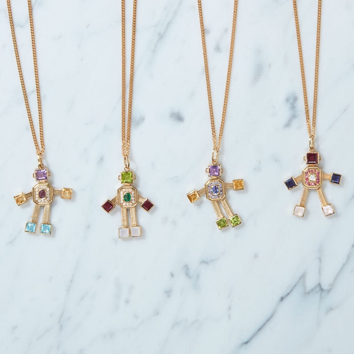 Amore Van Robot Maxi Pendant Diamond Multi Precious Stones