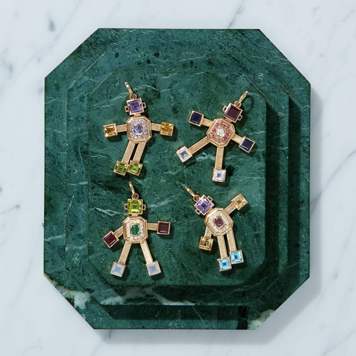 Pinky Van Robot Maxi Pendant Diamond Multi Precious Stones