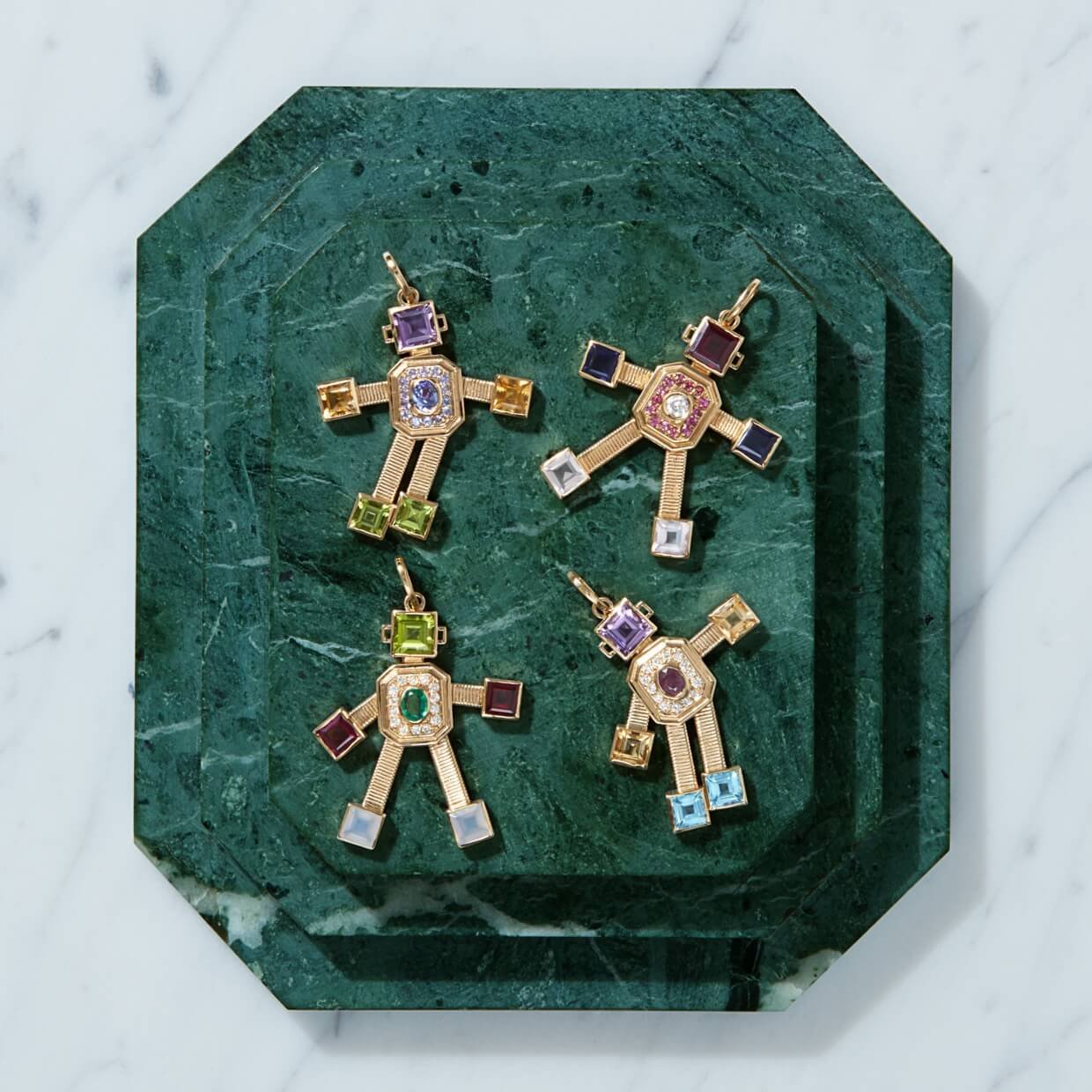 Smeraldo Van Robot Maxi Pendant Diamond Multi Precious Stones