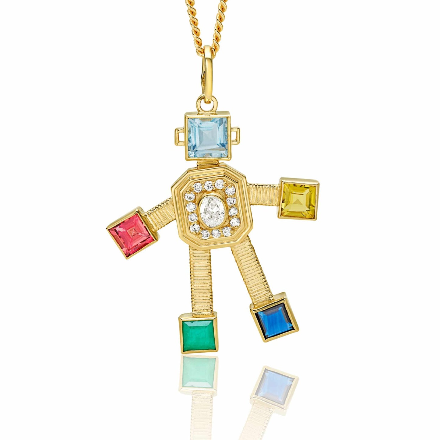 Stack Van Robot Maxi Pendant  Diamond Multi Precious Stones