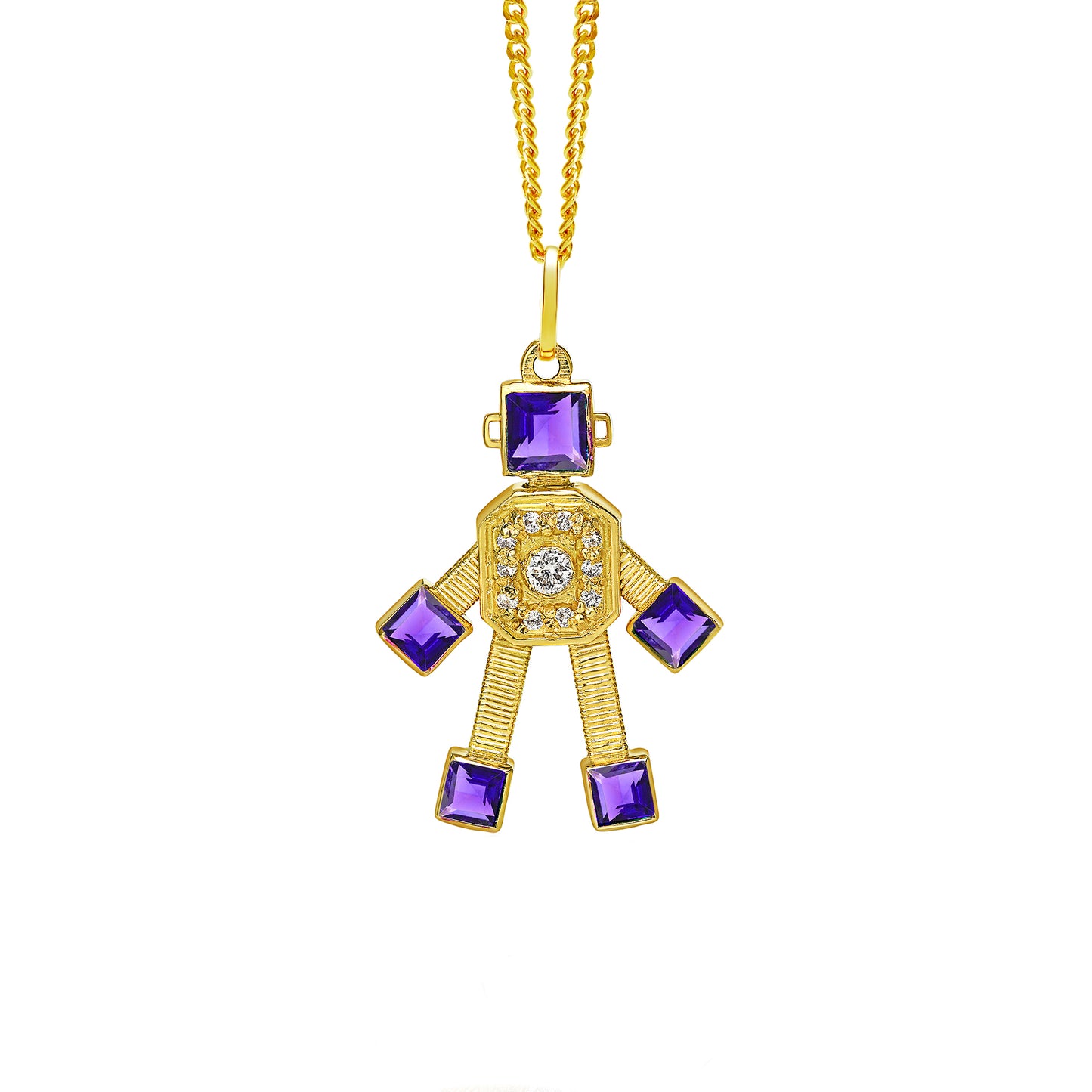 Heart Van Robot Mini Pendant Diamond Amethyst