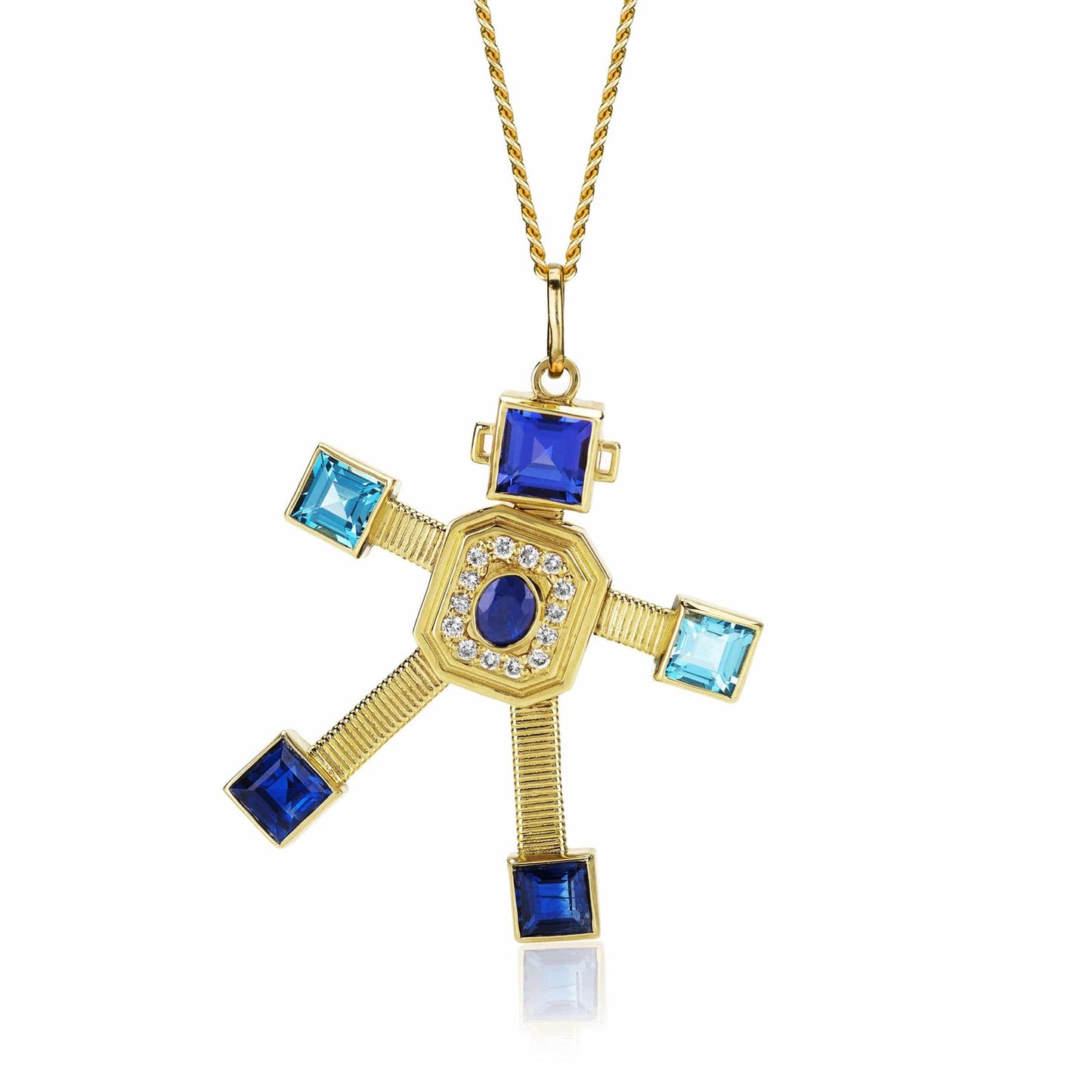 Denim Van Robot Maxi Pendant Diamond Multi Precious Stones