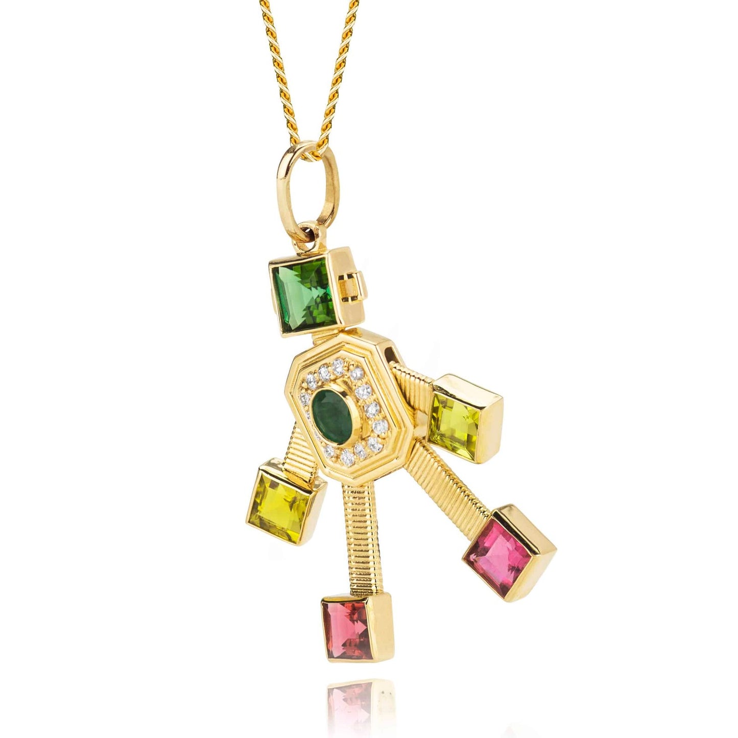 Disco Van Robot Maxi Pendant  Diamond Emerald Tourmaline