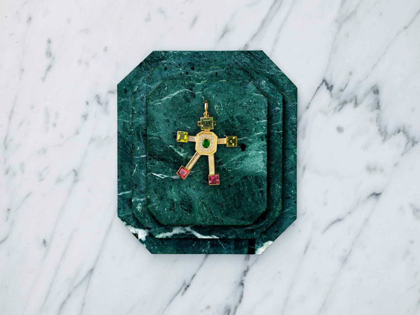 Disco Van Robot Maxi Pendant  Diamond Emerald Tourmaline