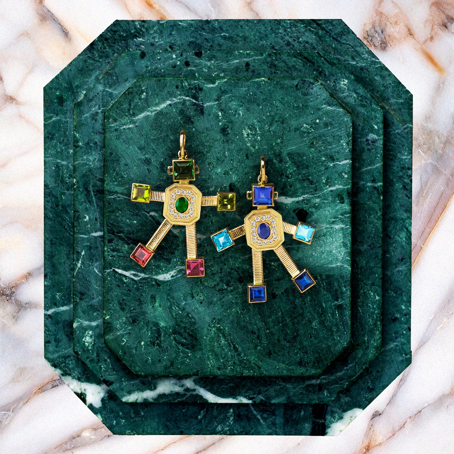 Denim Van Robot Maxi Pendant Diamond Multi Precious Stones