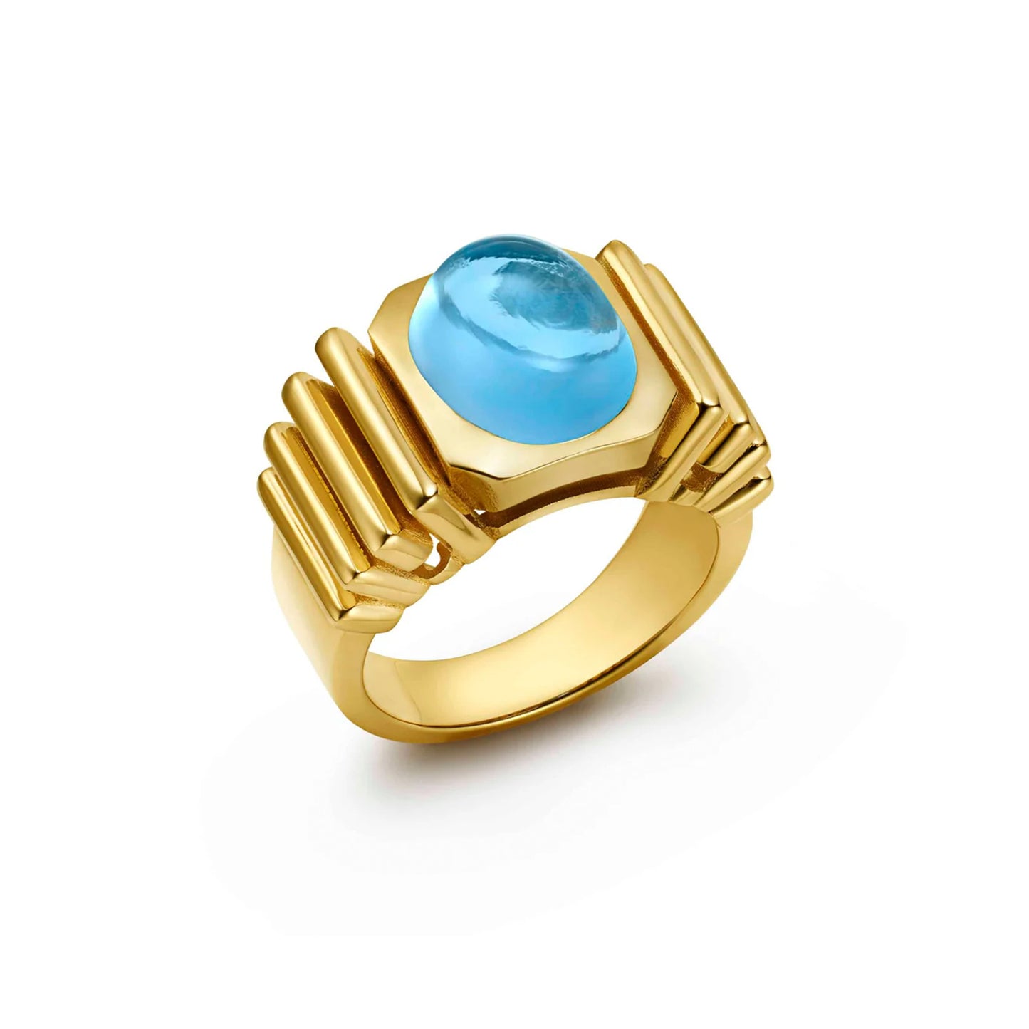 Dynasty Van Signet Swiss Blue Topaz