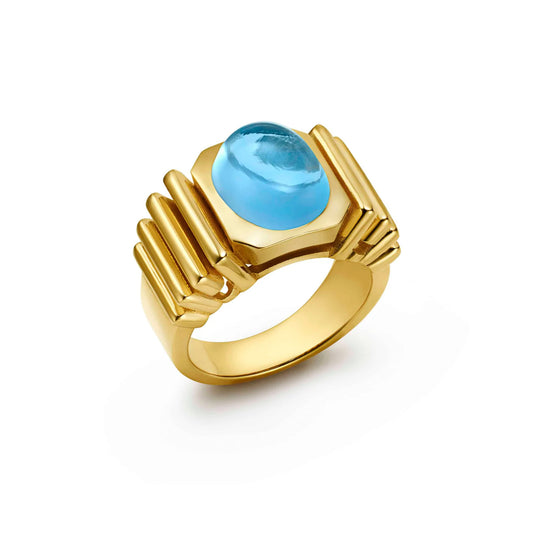 Dynasty Van Signet Swiss Blue Topaz