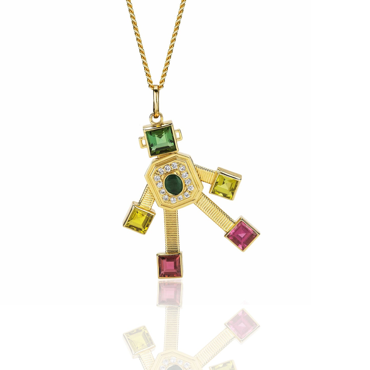 Disco Van Robot Maxi Pendant  Diamond Emerald Tourmaline