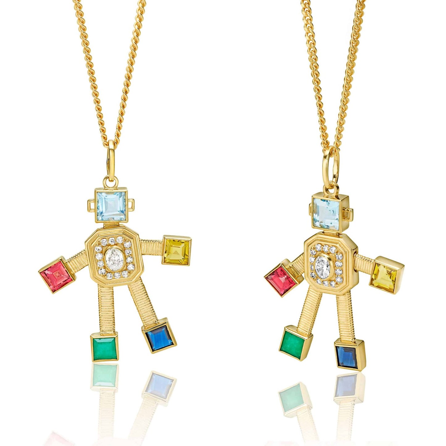 Stack Van Robot Maxi Pendant  Diamond Multi Precious Stones