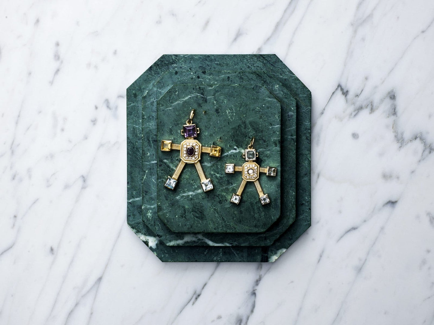 Piccolo Van Robot Midi Pendant Diamond Aquamarine