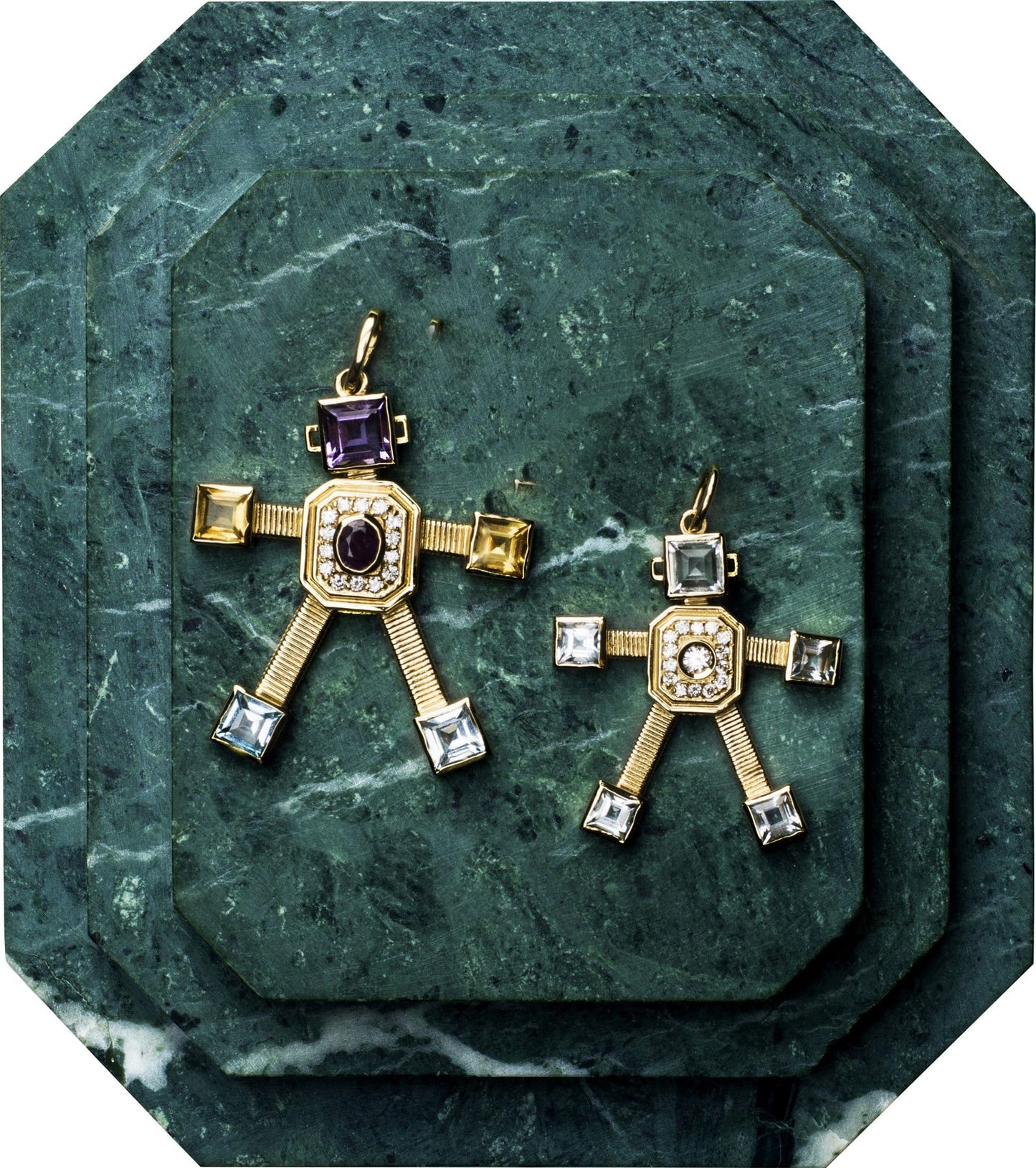 Piccolo Van Robot Midi Pendant Diamond Aquamarine