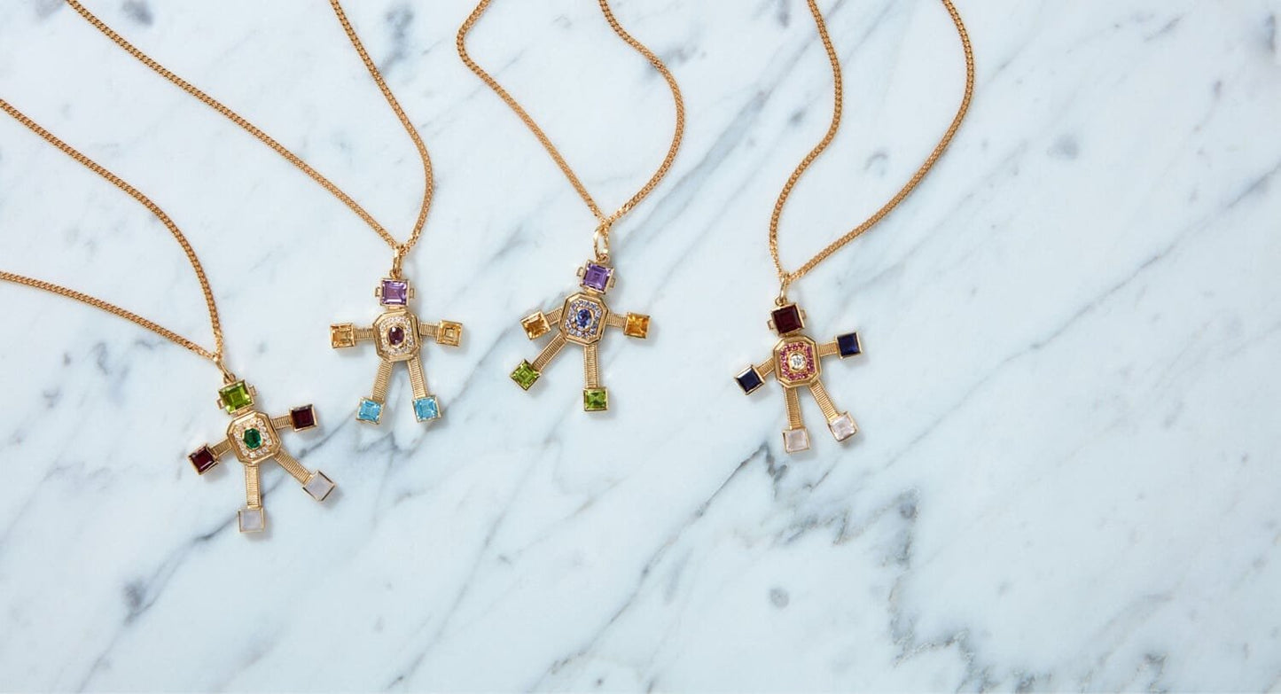 Pinky Van Robot Maxi Pendant Diamond Multi Precious Stones