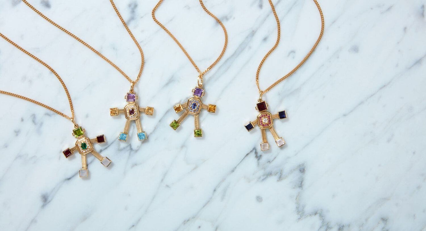 Roma Van Robot Maxi Pendant Diamond Multi Precious Stones