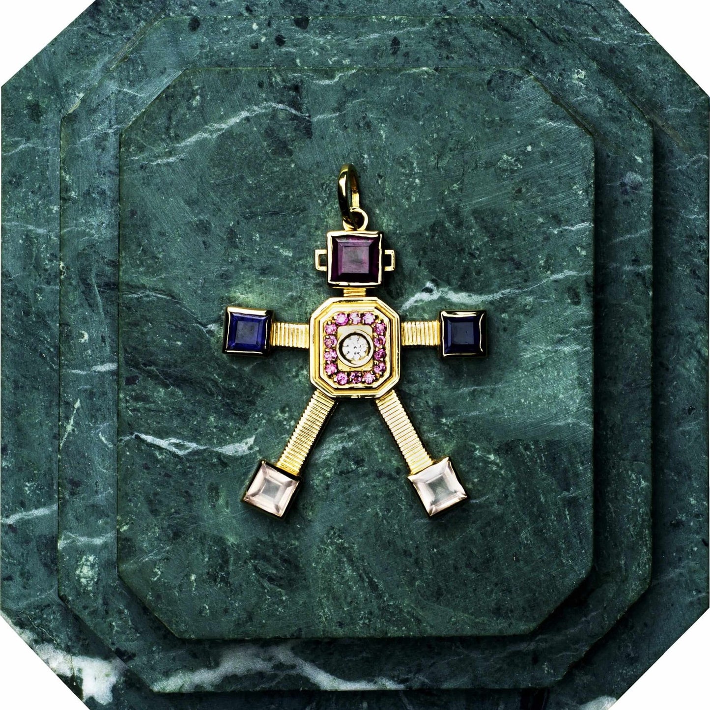 Pinky Van Robot Maxi Pendant Diamond Multi Precious Stones