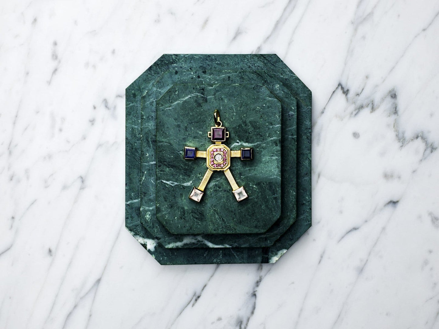 Pinky Van Robot Maxi Pendant Diamond Multi Precious Stones