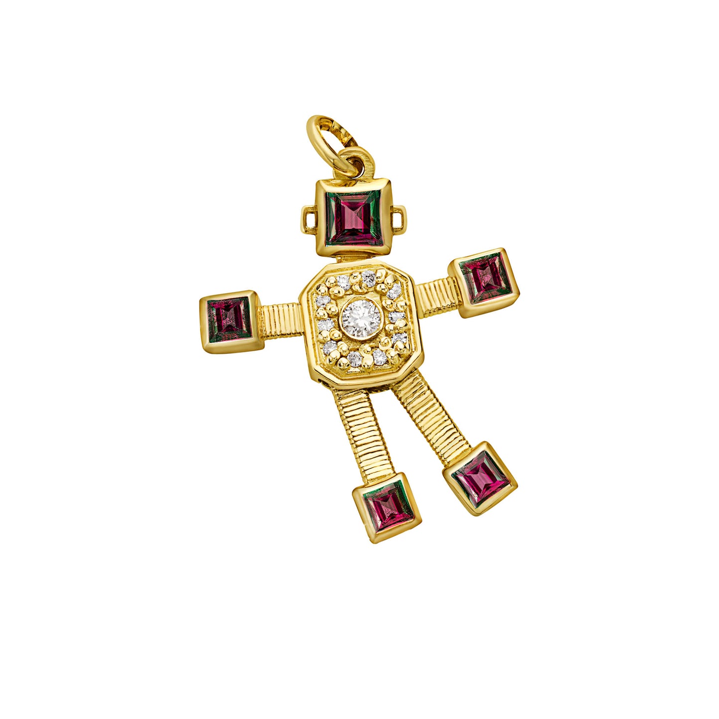 Heart Van Robot Mini Pendant Diamond Rhodolite