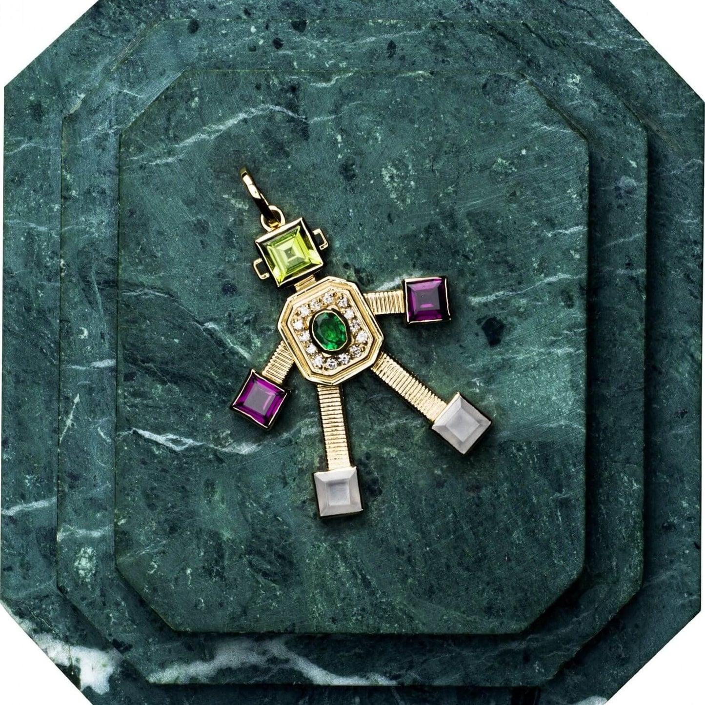Smeraldo Van Robot Maxi Pendant Diamond Multi Precious Stones