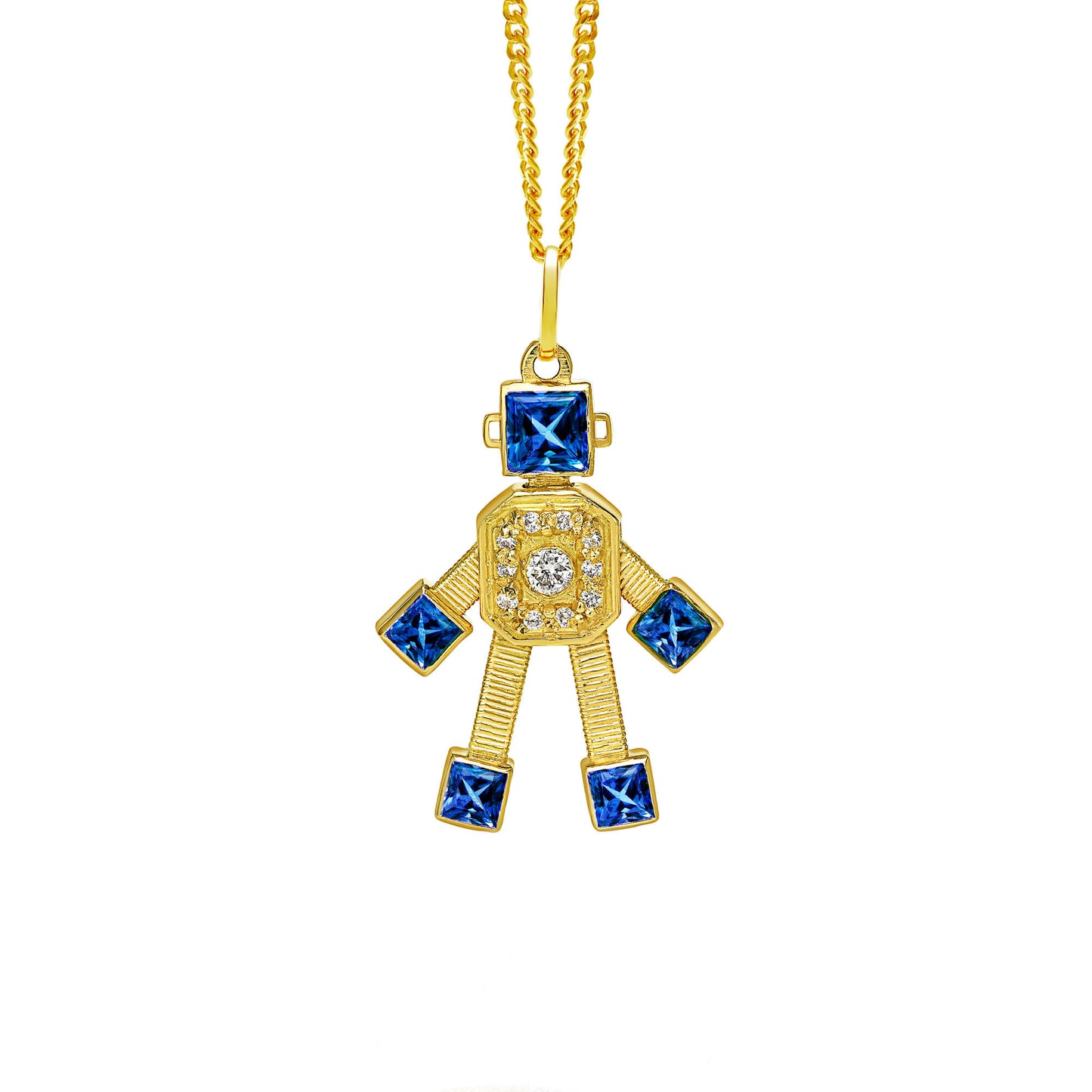 Heart Van Robot Mini Pendant Diamond Tanzanite