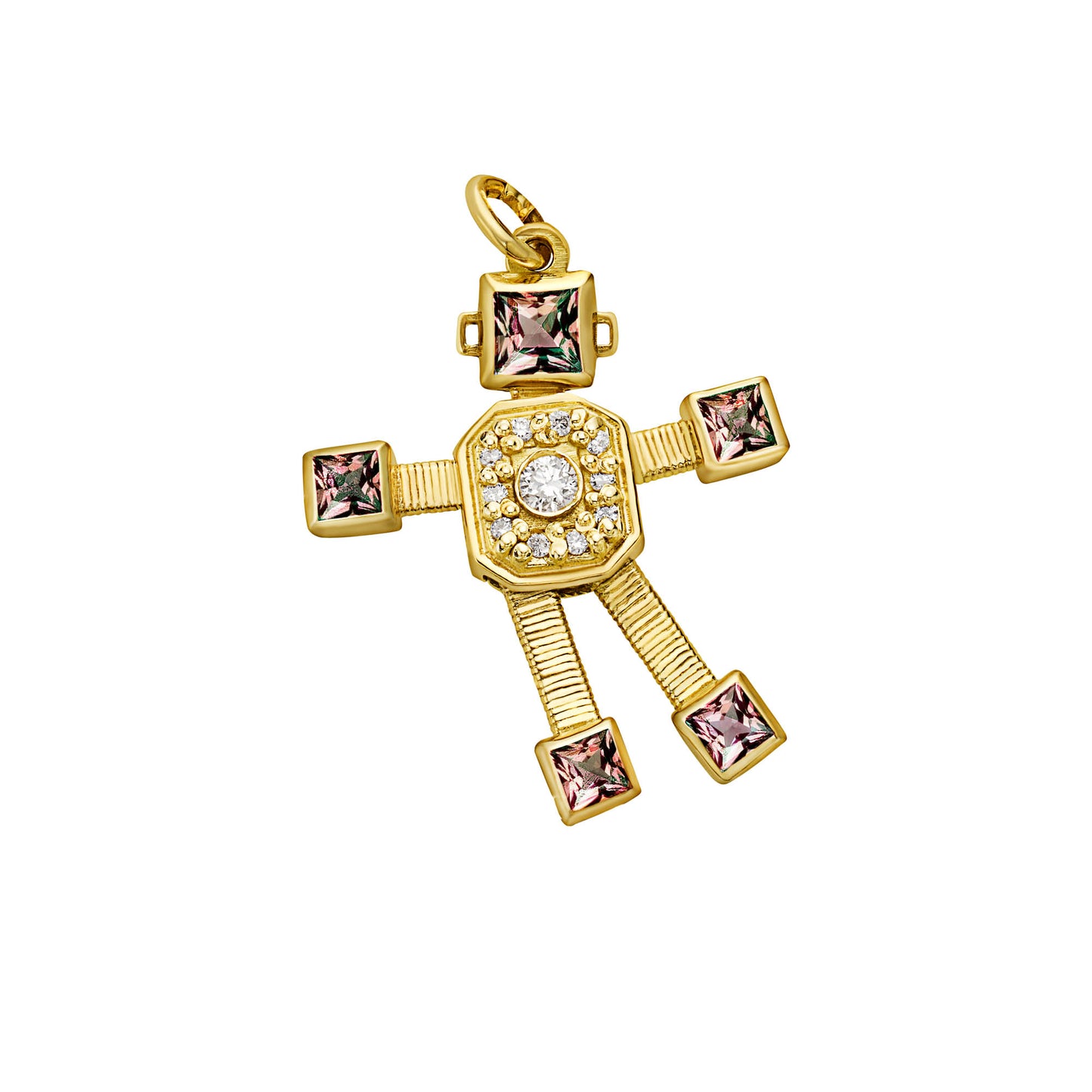 Heart Van Robot Mini Pendant Diamond Pink Tourmaline