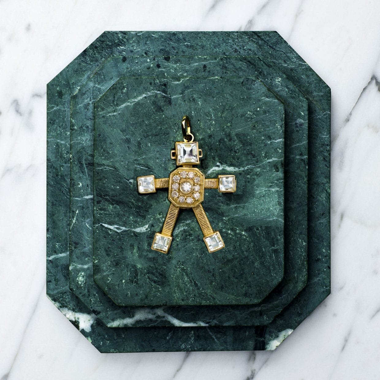 Piccolo Van Robot Midi Pendant Diamond Aquamarine
