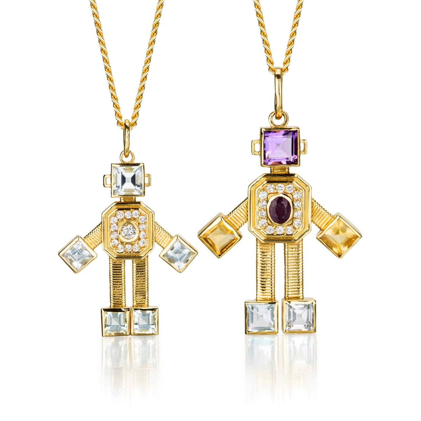 Piccolo Van Robot Midi Pendant Diamond Aquamarine