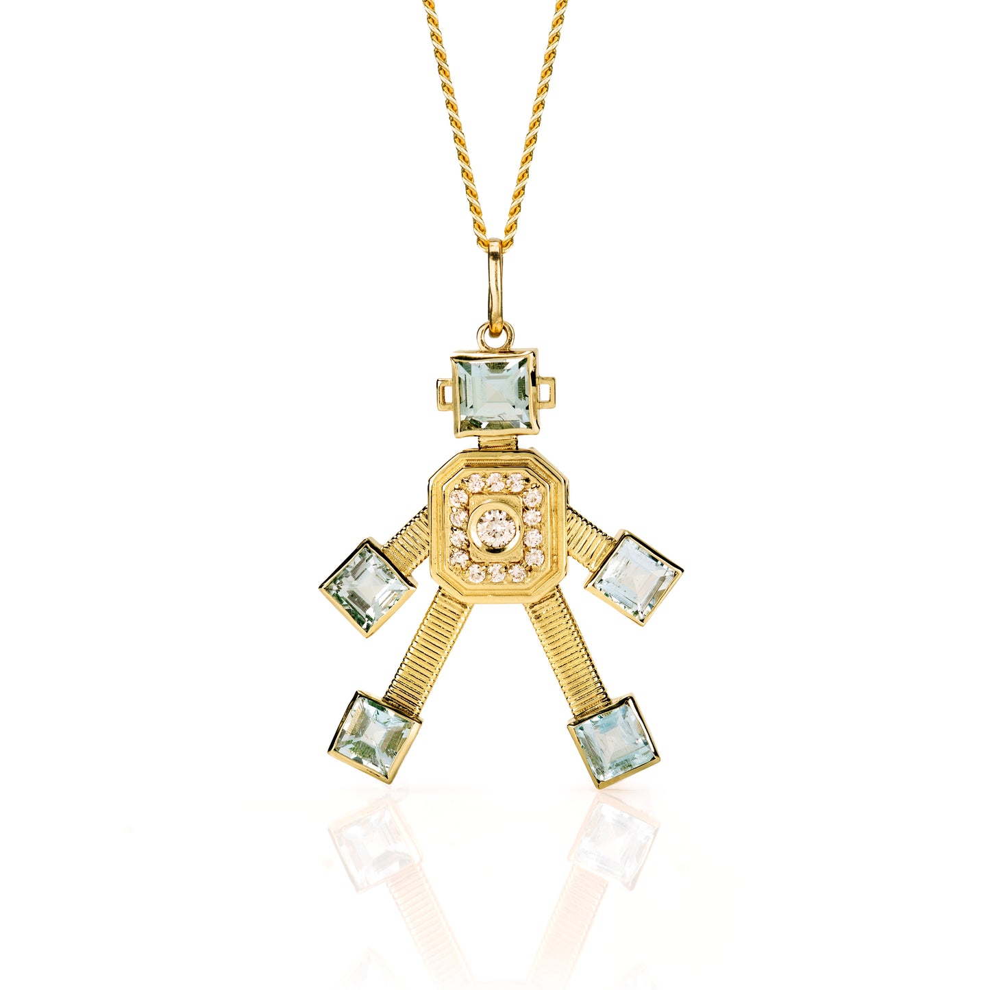 Piccolo Van Robot Midi Pendant Diamond Aquamarine