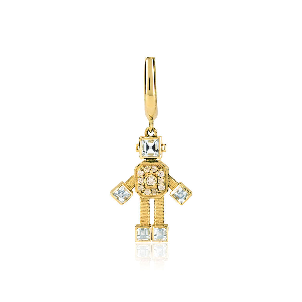 Van Robot Eclipse Earrings Diamond Aquamarine