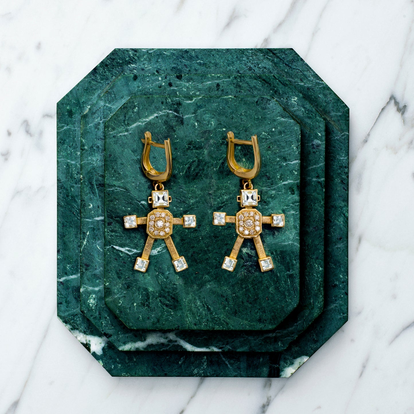 Van Robot Eclipse Earrings Diamond Aquamarine