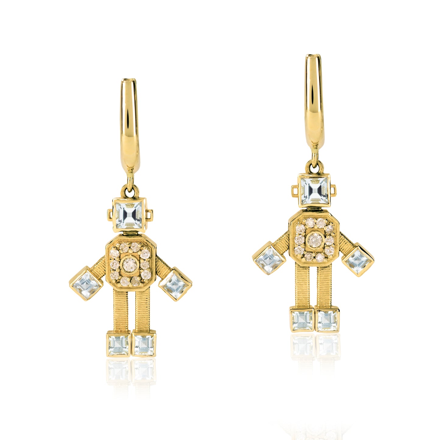 Van Robot Eclipse Earrings Diamond Aquamarine