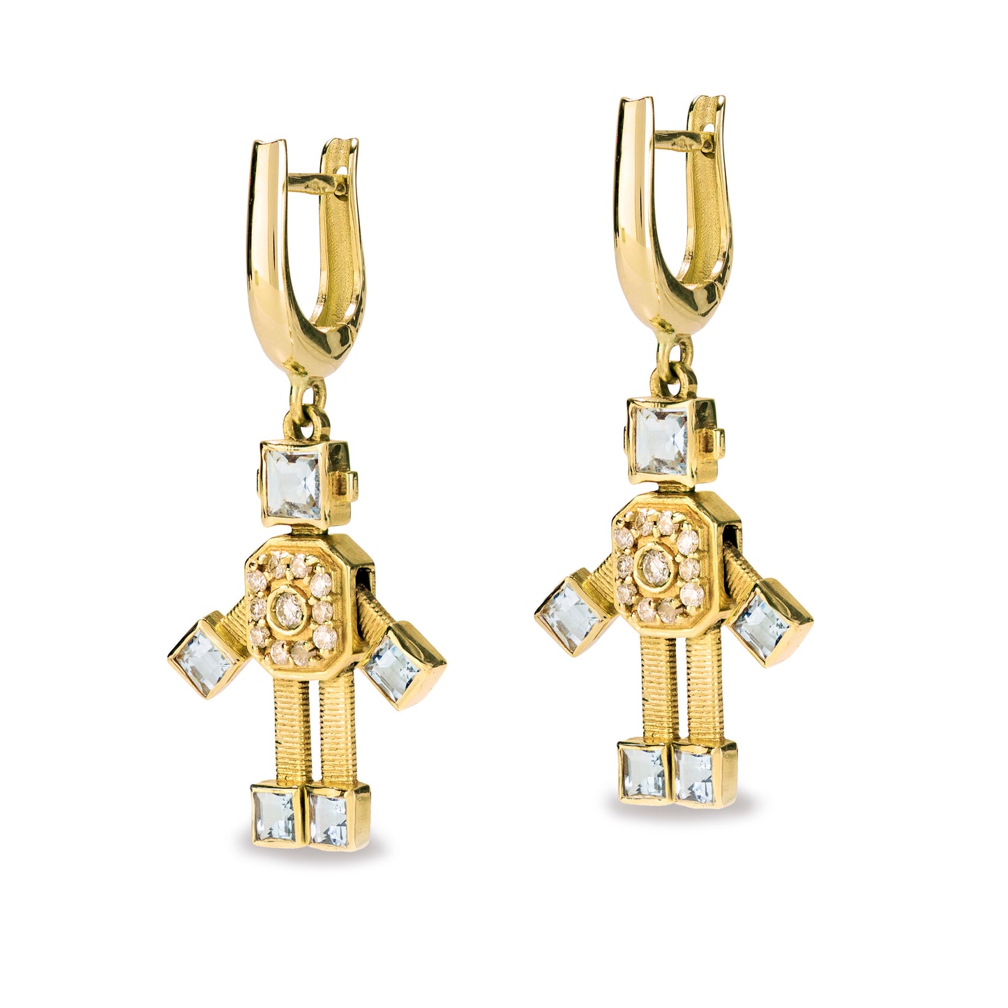 Van Robot Eclipse Earrings Diamond Aquamarine