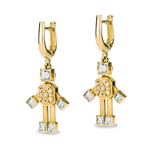 Van Robot Eclipse Earrings Diamond Aquamarine