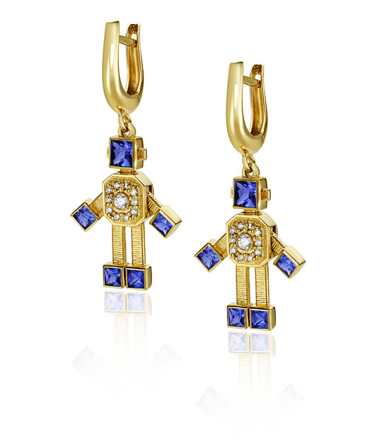 Van Robot Eclipse Earrings Diamond Tanzanite
