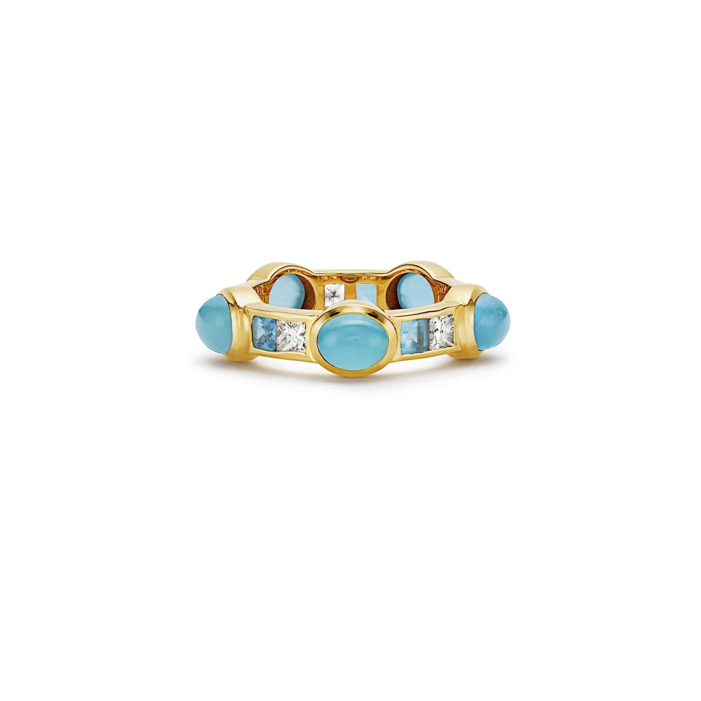 Monte Carlo Van Stack Ring Diamond Aquamarine