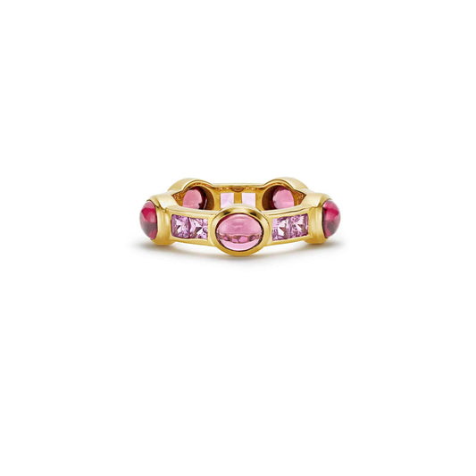 St Tropez Van Stack Ring Pink Sapphire Rhodolite