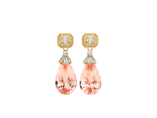 Van Drops Detachable Morganite Diamond Aquamarine