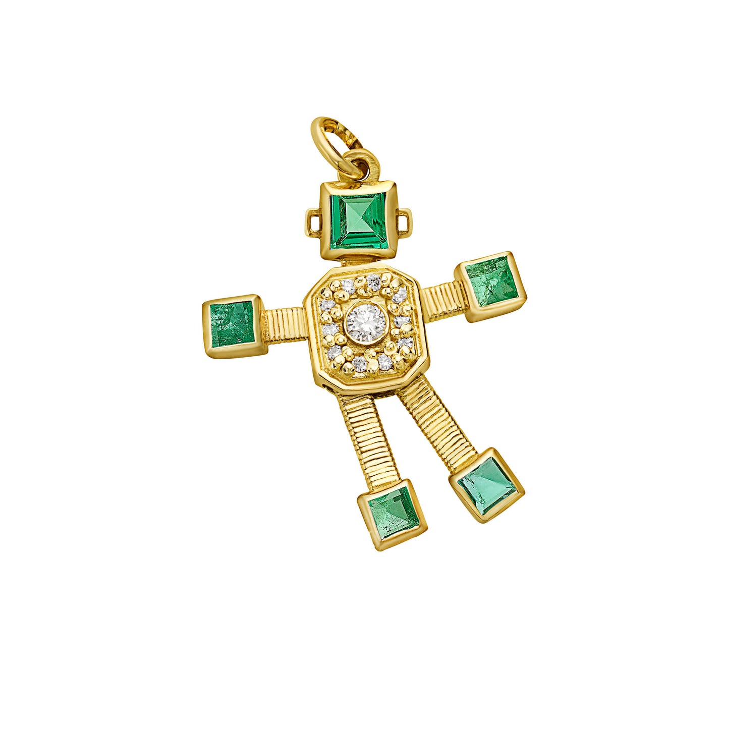 Heart Van Robot Mini Pendant Diamond Emerald