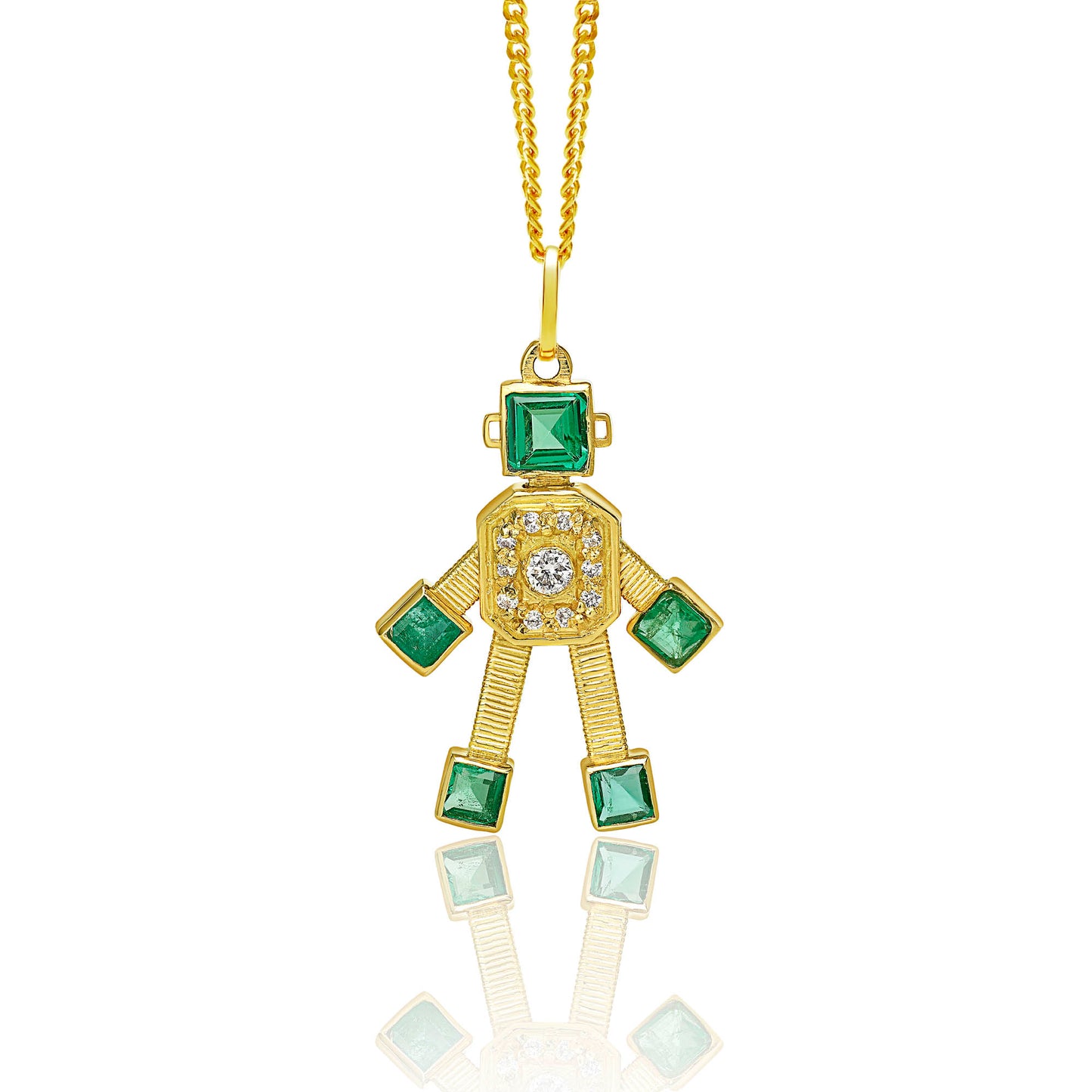 Heart Van Robot Mini Pendant Diamond Emerald