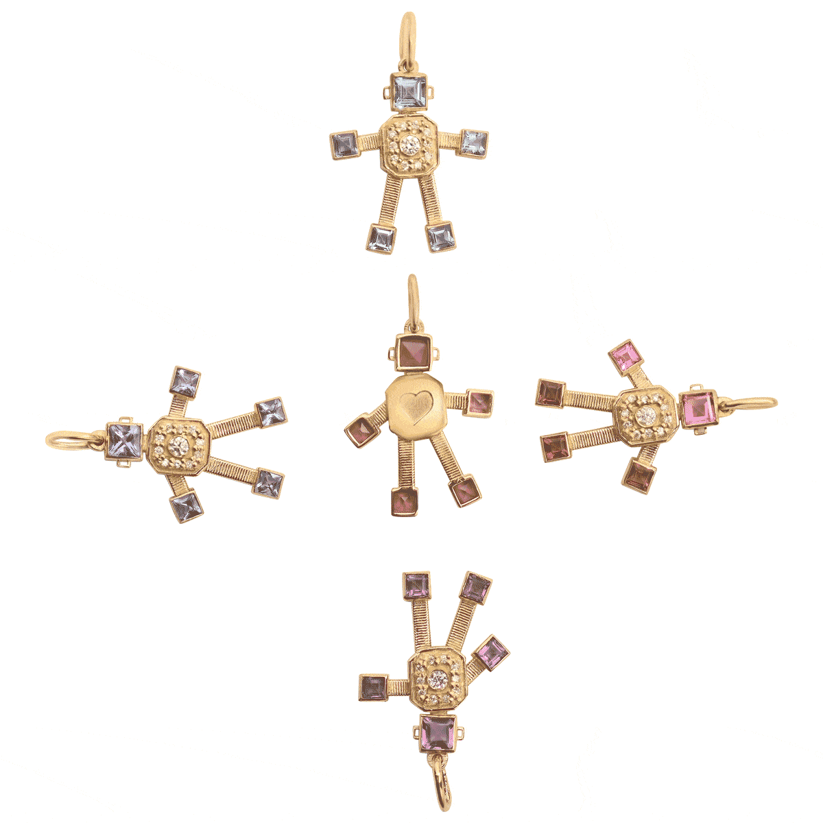 Heart Van Robot Mini Pendant Diamond Emerald