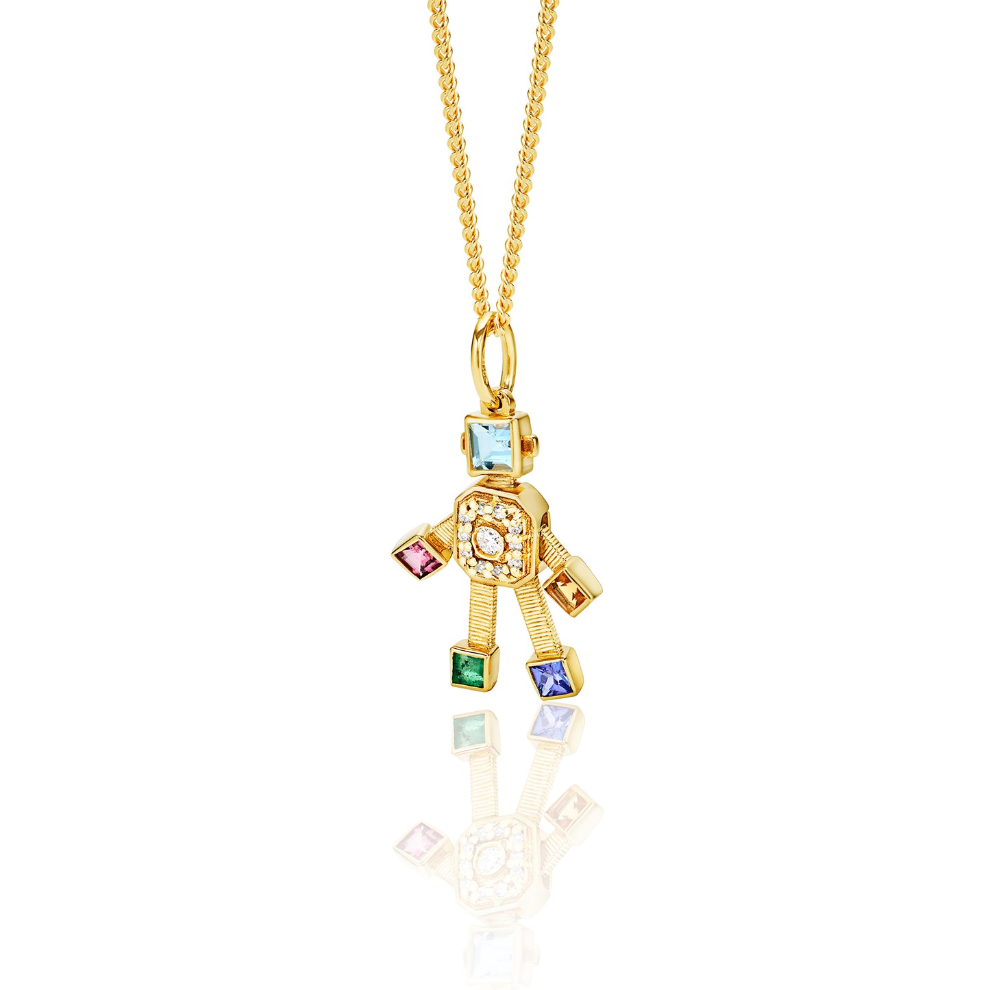 Joy Heart Van Robot Mini Pendant Diamond Multi Precious Stones
