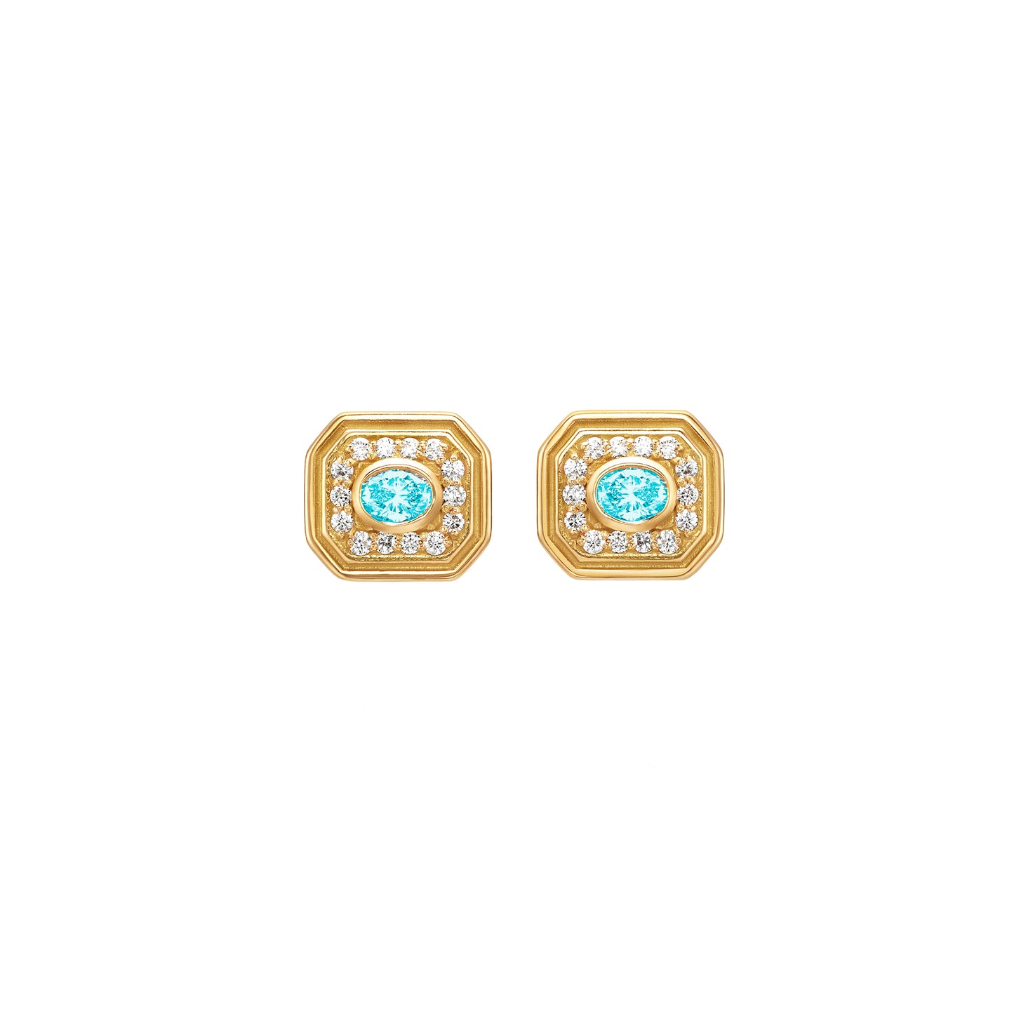 Van Studs Diamond, Aquamarine & Diamond, Ruby & Tanzanite