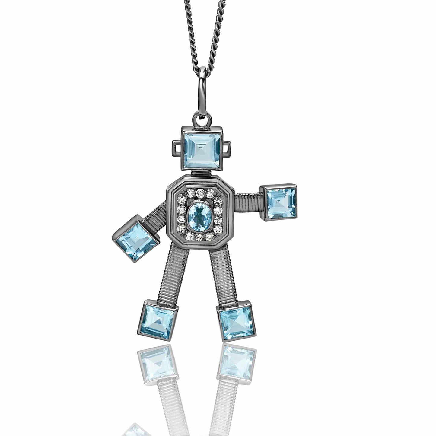 Darke Lex Van Robot Maxi Black Pendant Diamond Aquamarine
