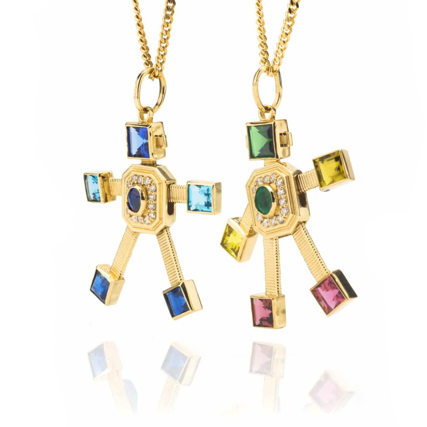 Disco Van Robot Maxi Pendant  Diamond Emerald Tourmaline