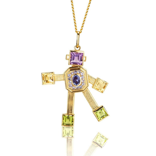 Amore Van Robot Maxi Pendant Diamond Multi Precious Stones
