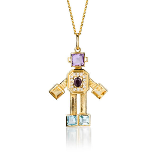 Roma Van Robot Maxi Pendant Diamond Multi Precious Stones