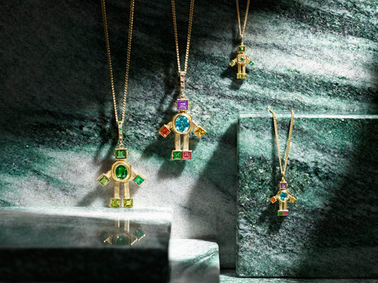 Vita Van Robot Maxi Pendant Diamond Multi Precious Stones