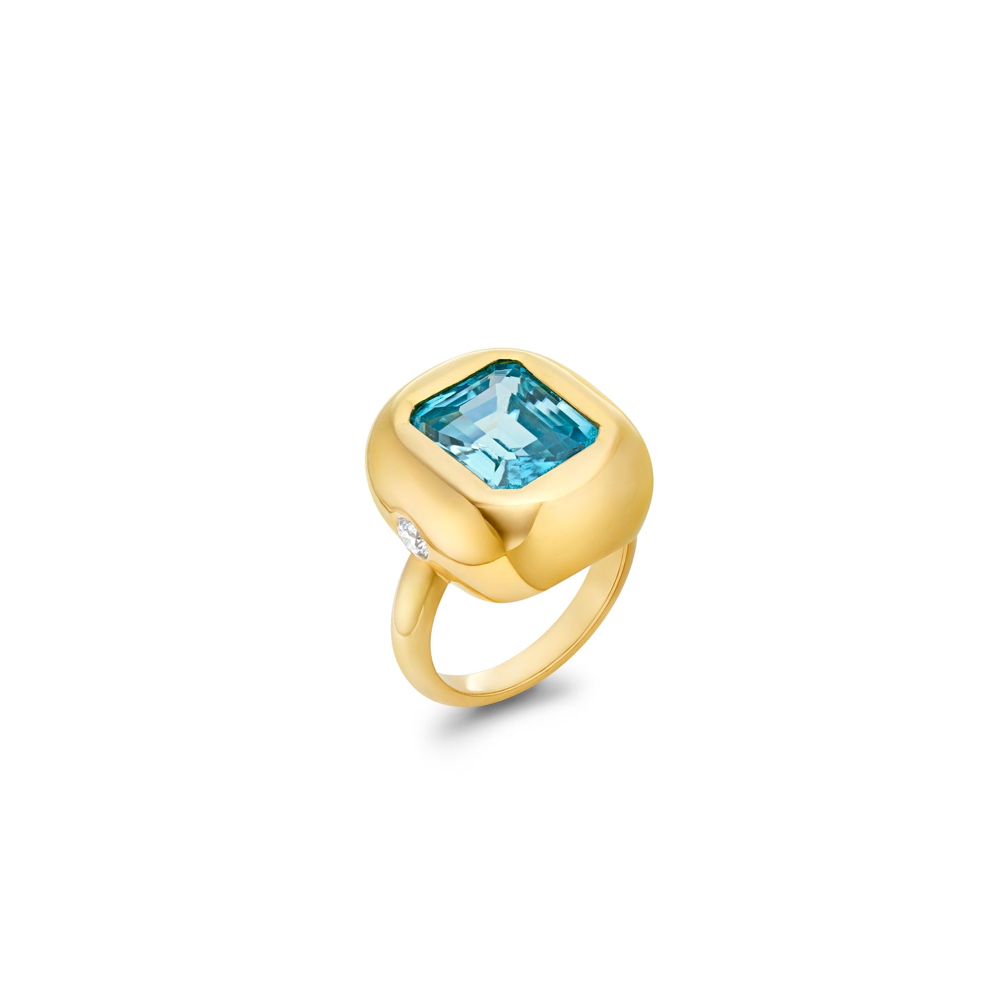 Cosmic Van Signet Diamond Blue Zircon